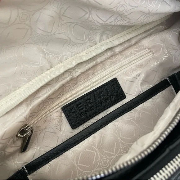 Kerikit England VANESSA LEATHER SLING BAG Black Gretchen Chain Gunmetal Travel - Picture 6 of 9